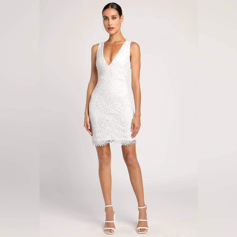 Lulus Truly Beloved White Lace Bodycon Dress